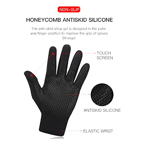 WESTWOOD FOX WFX Cycling Gloves Touchscreen Thermal Running Gloves Black Winter Gloves Warm Windproof Non-slip Fleece Lining Bike Gloves Warm Gloves for Men Women (S, Black) - Image 3
