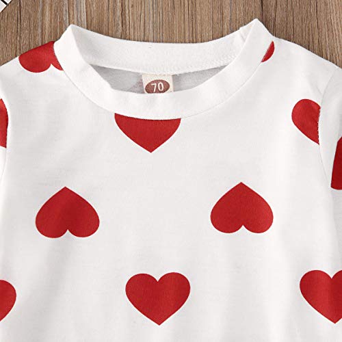 Valentine's Day Toddler Girl Outfit Heart Long Sleeve Top Skirt 2Pcs Kids Toddler Girl Valentine's Day Clothes Set (Red Heart, 3-4T) #TOP3