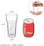 Yopay Ensemble de 8 Verres à haute pression, 12oz Verres d'eau trempés sans plomb, base épaisse, verre de thé chaud glacé clair pour cocktail, jus, milkshake, tasse de gobelet à bière Soda