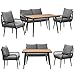 Swing&Harmonie® Gartenmöbel Lounge-Set „Sienna“ – Sitzgruppe mit Tisch, Sofa, Sesseln & Stühlen – wetterfest – Seilgeflecht – WPC-Tischplatte – Outdoor Essgruppe (anthrazit/grau, 4 Personen)