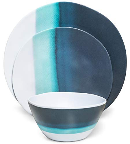 Melamine Dinnerware Set | Melamine Plates 12 Pcs Outdoor Plates Summer Plates