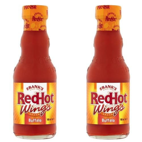 Franks Red Hot Buffalo Wings Sauce Scharfe Pfeffersoße mit Cayenne Pfefferschoten 2x 148ml importiert von Shestore