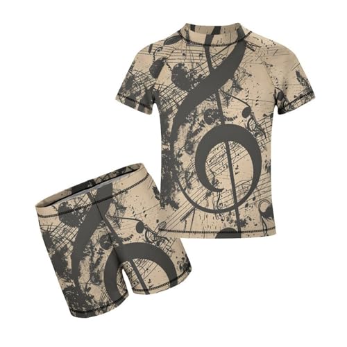 Music with Notes and ClefChildren's Casual Swimsuit Set - Simple and Versatile9-11Y（140cm）