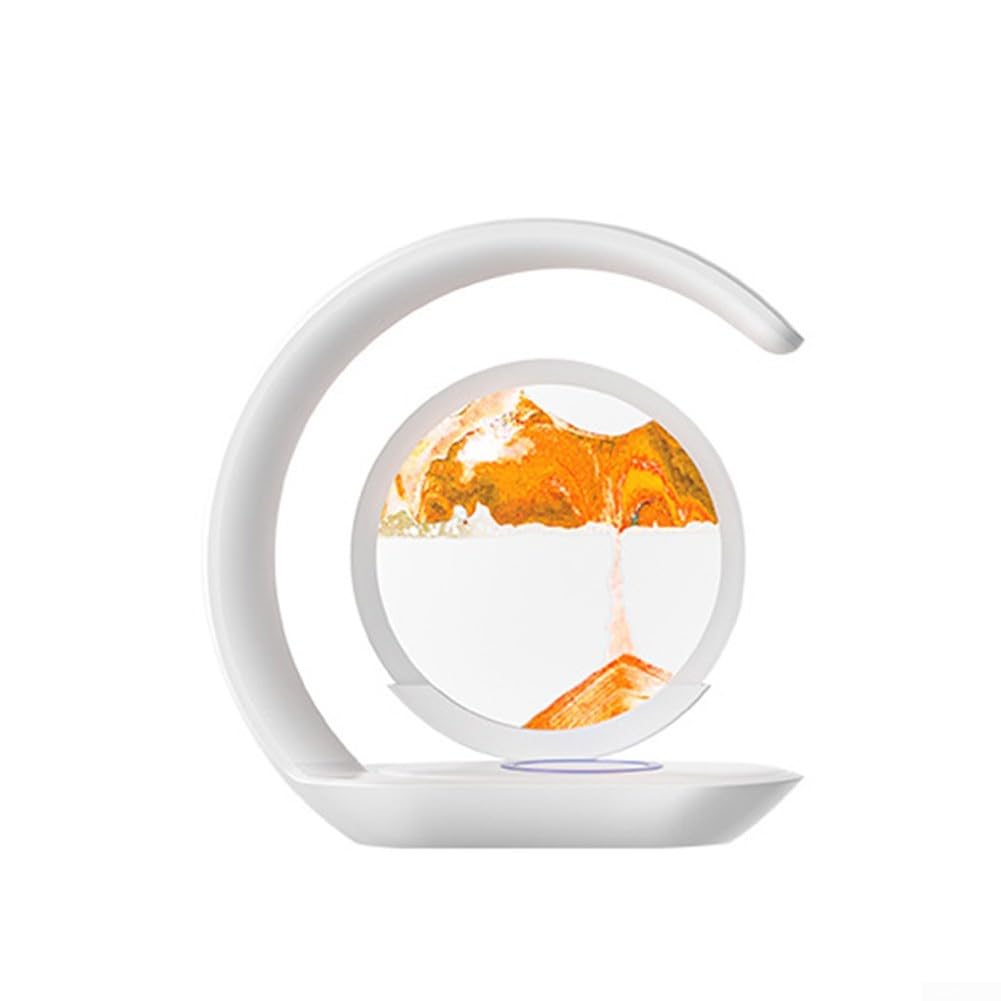 Luz nocturna de arte de arena, 3D Reloj de arena Arte de arena Luz nocturna USB Lámpara de mesa de carga inalámbrica para el hogar Nueva pintura de arena Lámpara de escritorio de carga inalámbrica