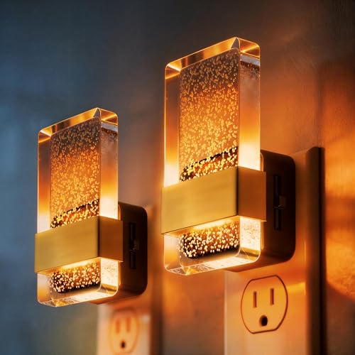 Image of LED Night Lights Plug into Wall, [2 Pack] Dimmable Nightlight | Bubble Decorative Night Light, Dusk to Dawn Sensor, Wall Sconce-Style Design Nightlights for Bathroom, Hallway