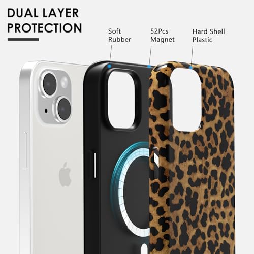 Coque iPhone 15 motif léopard Svanove - Style Y2K girly marron automne - 3