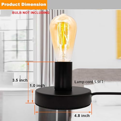 Image of Polished Metal Desktop Lamp E26 E27 Screw Light Bulb Holder Sockets Light Replacement lamp for Holding Bulb, 6 Feet Cord (Black, Pack of 1)