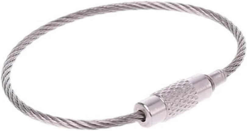 key rings,Keychain Cable, 10/15/20/25/30cm Length Stainless Steel Wire Keychain Cable Key Ring Chain Outdoor Luggage Tag Loop Rope (Color : Silver, Size : 15cm) ( Color : Silver , Size : 10cm )