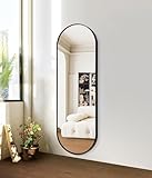 Niccy 65'×22' Oval Full Length Mirrors, Long Wall-Mounted Mirror with Aluminum Frame, Large Body Mirrors for Living Room, Explosion-Proof Hanging Wall Mirror for Bathroom Bedroom Entryway, Black