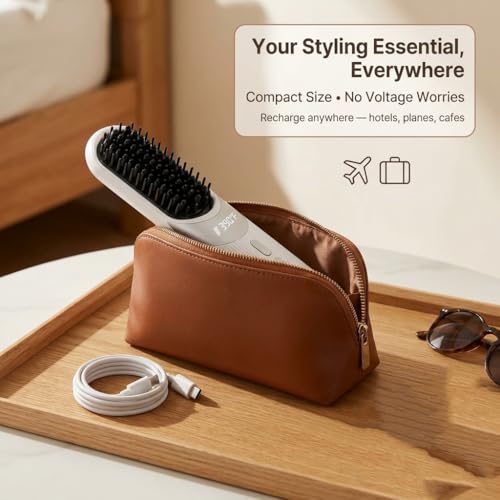 Cepillo alisador de cabello inalámbrico mini para cabello corto miniatura 7