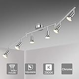 [page_title]-Unicozin LED Deckenleuchte, 6 Flammig LED Deckenstrahler Schwenkbar Chrom, Inkl. 6 x 3.5W GU10 LED Lampen, 380LM, Warmweiß, LED Deckenspot LED Deckenlampe