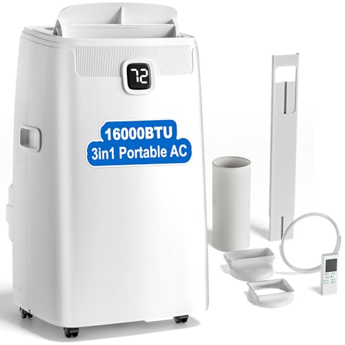 Image of Portable Air Conditioners, 16,000 BTU Portable AC Unit for Room up to 750 Sq. Ft, 3 in 1 Small AC Unit with 24H Timer Smart Sleep Mode, Smart Stand up Air Conditioner for Bedroom(16,000 BTUs)