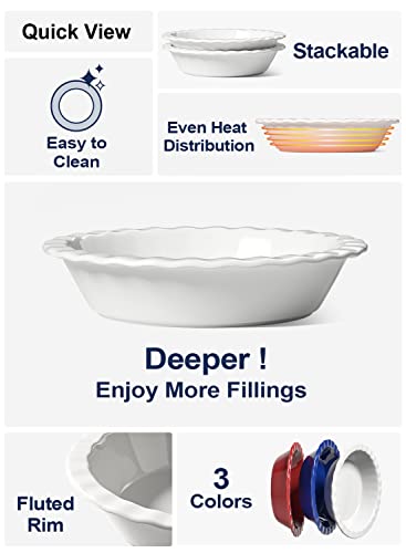 LE-TAUCI-Ceramic-Pie-Pans-Plate-for-Baking-9-inch-Deep-Dish-Baking-Dish-52-ounce-Bakeware-for-Apple-Pecan-Pie-Set-of-2-White LE TAUCI Ceramic Pie Pans Plate for Baking 9 inch Deep Dish Baking Dish 52 ounce Bakeware for Apple Pecan Pie Set of 2 White