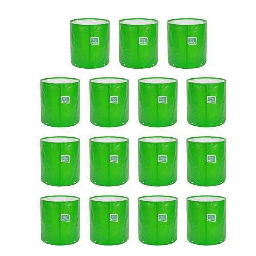 Image of GREENSHEEP HDPE Grow Bag Heavy Duty 260 GSM Round Plants Flower Growing Bags Floor Standing Mount Type for Home Garden Balcony Terrace Kitchen Nursery (Green, 24x18 inch, Pack of 15)