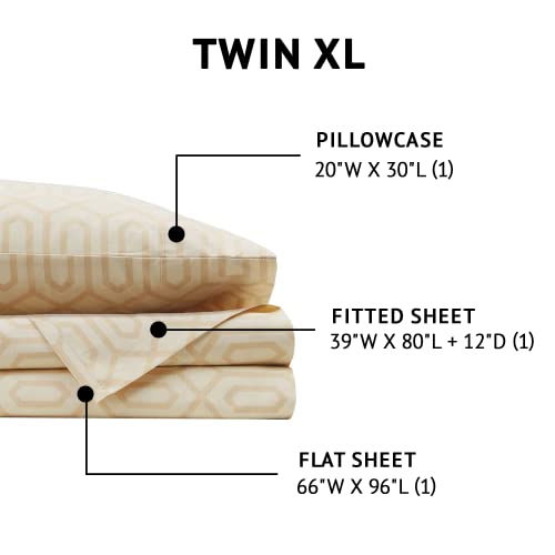 Image of Comfort Spaces 100% Cotton Percale Sheets Twin XL Size 3 Pcs, Diamond Tan