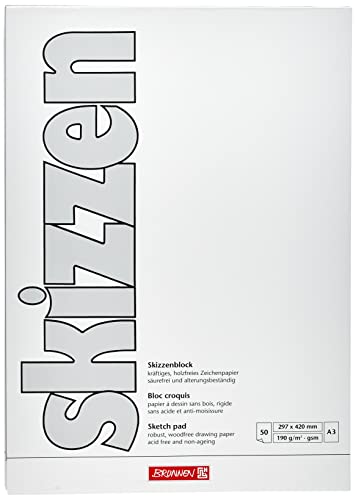 3 x Brunnen Sketch Pads, A3, 190 g, 50 Sheets