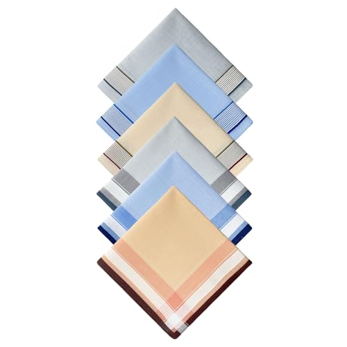 ZGZUN 6 Pack Men's Handkerchiefs Soft Cotton Handkerchiefs for Men Premium Assorted Men Hankies (B)