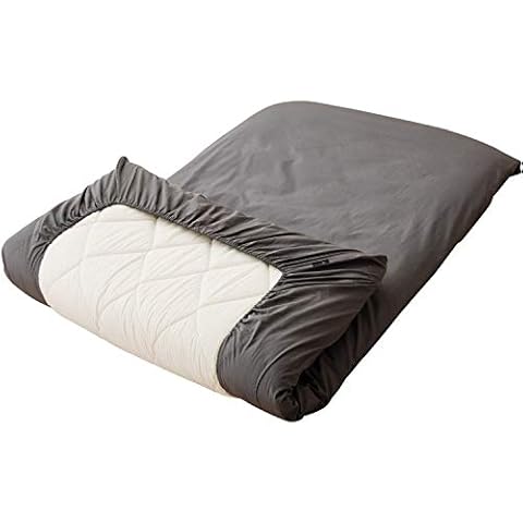 EMOOR Color 100% Cotton Fitted Sheet for The Thick Futon Mattress (Gray), Japanese Twin Size (39 x 82 x 8 in.). Made in Japan Cover