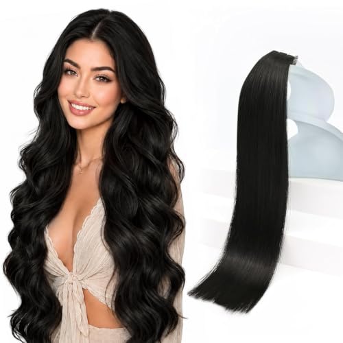 Image of Sunny Hair Tape in Hair Extensions Human Hair Natural Black 50g 20Pcs