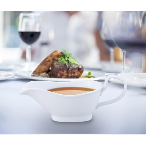 Image of HIC Kitchen Gravy Boat, Fine Porcelain, Pedestal Stand Design, 8-Ounce Capacity For Gravy, Sauce, Au Jus, Dressing, Holiday Meals, And Entertaining
