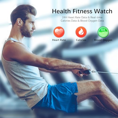 Image of Smart Watches for Men (Answer /Make Call), Fitness Tracker with 123 Sport Modes, Heart Rate Monitor, Spo2, Step Counter, Sleep Tracker, IP68 Waterproof Sports Watch, Fitness Watch for iPhone ＆ Android