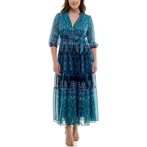 Image of Maison Tara Women's Faux Wrap V-Neck Tiered Skirt Maxi Dress