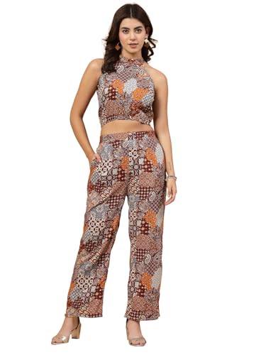 Image of Rigo Rayon Printed Top and Shorts Co-ord Set for Women | Sleeveless Co-ords Set for Women | Stylish Dresses for Women | Night Wear, Beach Wear, Vacation Wear Outfit
