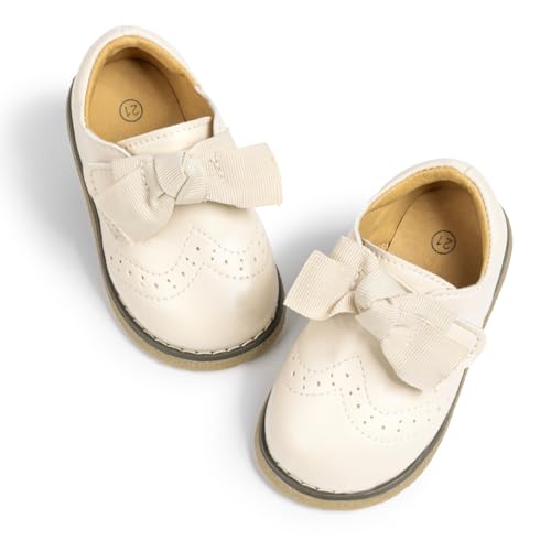 ISINSER Toddler Boys Girls Classic Dress Shoes Little Kid PU Leather Comfort Rubble Sole Oxford School Uniform Wedding Flats