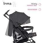 LIONELO Irma Kinderwagen bis 15 kg, Kinderwagen, leichter moderner Kinderwagen mit Liegefunktion, faltbar, große 6-Zoll-Räder, großer Korb, Tasche, Moskitonetz Schwarz
