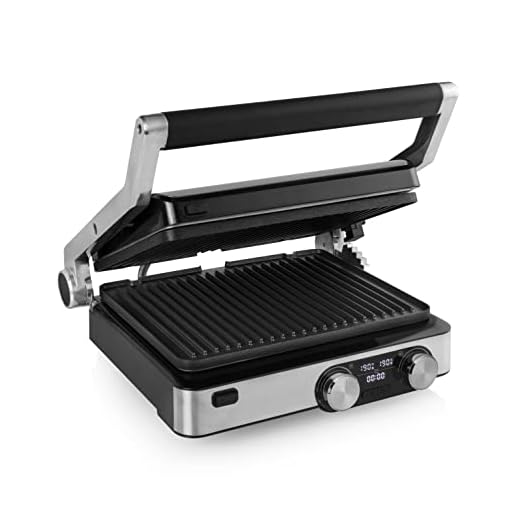 Princess 117310 Digital Grill Master Pro - Parrilla de mesa, 2 termostatos ajustables, panel de control digital, 2000 W, plateado y negro