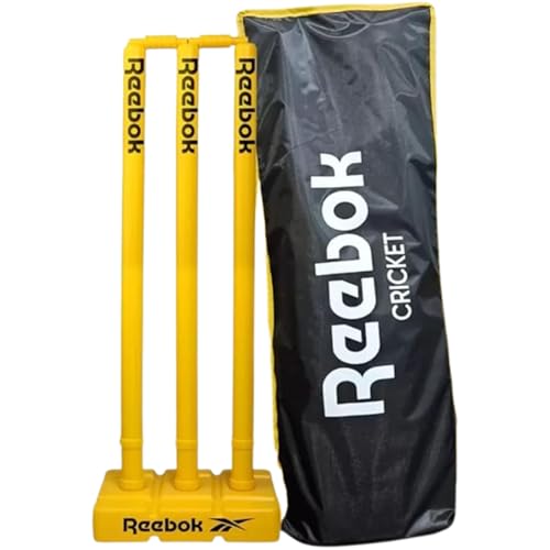 Reebok Cricket Stump Set with Bails Heavy Base & Premium Carry Cover Multicolors