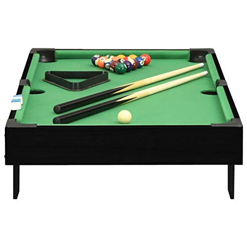 Tidyard 3-Fuß Mini-Billardtisch mit Dreieck Billardkugelset & 6 Taschen Billiardqueue Kreide Pool Billiardtisch mit zubehör Billard 92x52x19 cm Schwarz und Grün