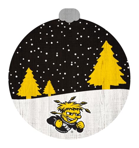 Fan Creations NCAA Wichita State Shockers Snow Scene Ornament – 3.5″ Rustic MDF Christmas Tree Decoration