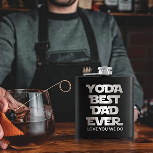 Touner Yoda Best Dad Ever Hip Flask For Shot Drinking Of Alcohol Whiskey And Vodka, Retirement Gifts For Dad, Father's Day Gift For Husband Daddy, Dad Hip Flask, Sci Fi Present #TOP4