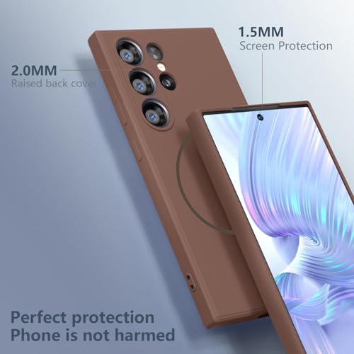 Image of DIZORO Microfiber Candy Case Compatible for Samsung S26 Ultra 5g Magnetic Silicone Case, Compatible with MagSafe Shockproof, Anti-Scratch Soft Non-Slip Full Body Protective Back Cover (Brown)