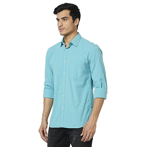 Image of Parx Men's Pure Cotton Solid Pattern Slim Fit Semi Cutaway Collar Full Sleeve Casual Shirt