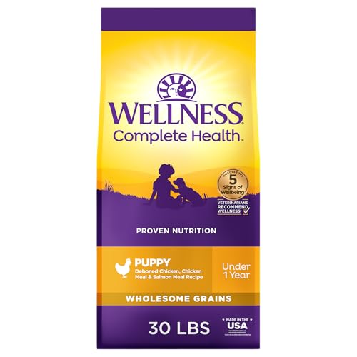Wellness Complete Health Dry Puppy Food, Chicken, Salmon & Oatmeal, 30-Pound Bag