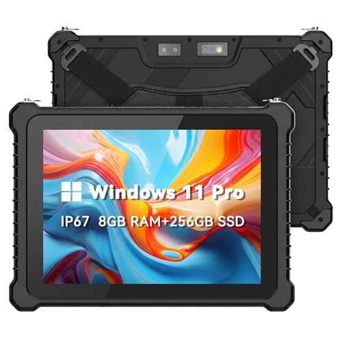 SunKol 10.1" IP67 Rugged Tablet (N5100 8GB+256GB) Windows 11 Pro Waterproof Industrial Tablet PC, Fingerprint, 16000mAh Battery, 500nit, GPS, WiFi, 4G, BT4.2, NFC, 2D Scanner, for Outdoor Field Work