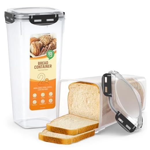 TIME4DEALS Bread Box Pack of 2 Bread Container - Fresh Bread Storage Container Plastic Bread Keeper with Airtight Lid, Sandwich Bread Dispenser Loaf Storage Saver for Kitchen Home, BPA Free, 5 Liter