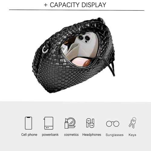 Image of JINMANXUE Fashion Mini Handbag For Women, Woven Tote Bucket Composite Bag Knitting Chain Bags, Crossbody Shoulder Purses