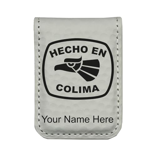 LaserGram Slim Magnetic Money Clip, Hecho en Colima, Personalized Engraving Included (Golf White)