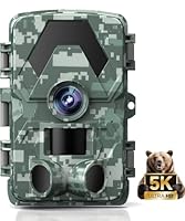 Wildkamera, 5K 60MP Wildtierkamera mit 98FT 130 Weitwinkel, 0,05s Auslösezeit Nachtsicht Bewegungssensor Jagdkamera, IP66 Wasserdicht, No Glow Infrarot-LEDs für den Garten mit 64GB Speicherkarte