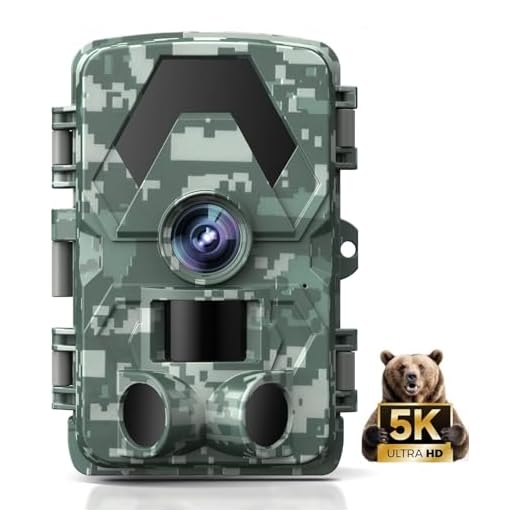 Wildkamera, 5K 60MP Wildtierkamera mit 98FT 130 Weitwinkel, 0,05s Auslösezeit Nachtsicht Bewegungssensor Jagdkamera, IP66 Wasserdicht, No Glow Infrarot-LEDs für den Garten mit 64GB Speicherkarte