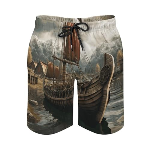 Old Boat Mens Swim Trunks Quick Dry Hawaii Bathing Suit Board Shorts with Mesh Lining-2