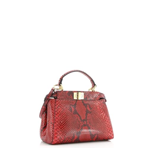 Pre-Loved Peekaboo Bag Python Mini, Red2