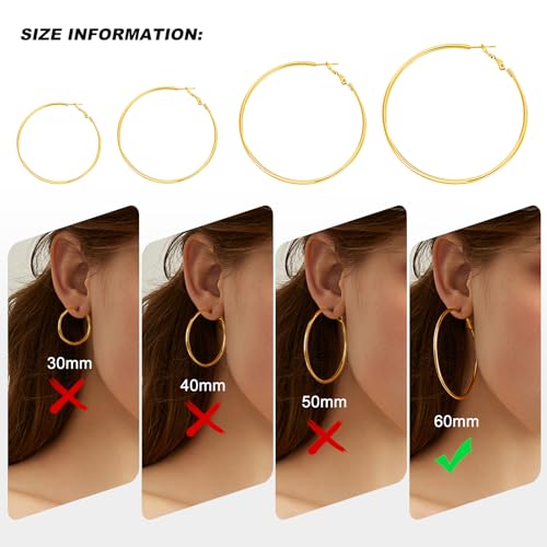 Image of 4 Pairs Silver Gold Hoop Earrings for Women | 14K Gold Plated Hoop Earrings Set Hypoallergenic Earring Lightweight Dangle Earrings Set