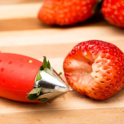 Calayu Fruit Remover - Strawberry Huller & Stem Remover, Red, 9 * 4.8cm - Image 4