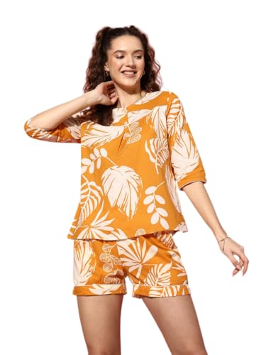 Image of Women Pajama Set Printed Cord-Set Night Suit Set of Shirt & Shorts Set Women Night Wear Set