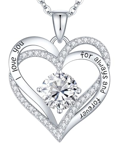 Image of CDE S925 Birthstone Heart Pendant Necklaces Jewelry Gifts for Wife