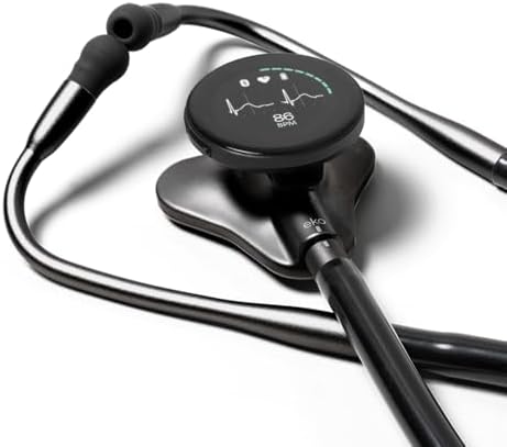 Eko CORE 500™ Digital Stethoscope — 40x Amplification, Active Noise Cancellation, 3-Lead ECG, FDA-Cleared AI with Eko+, Full-Color Display, Reimbursement Eligible — Matte Black, COR503-BLK